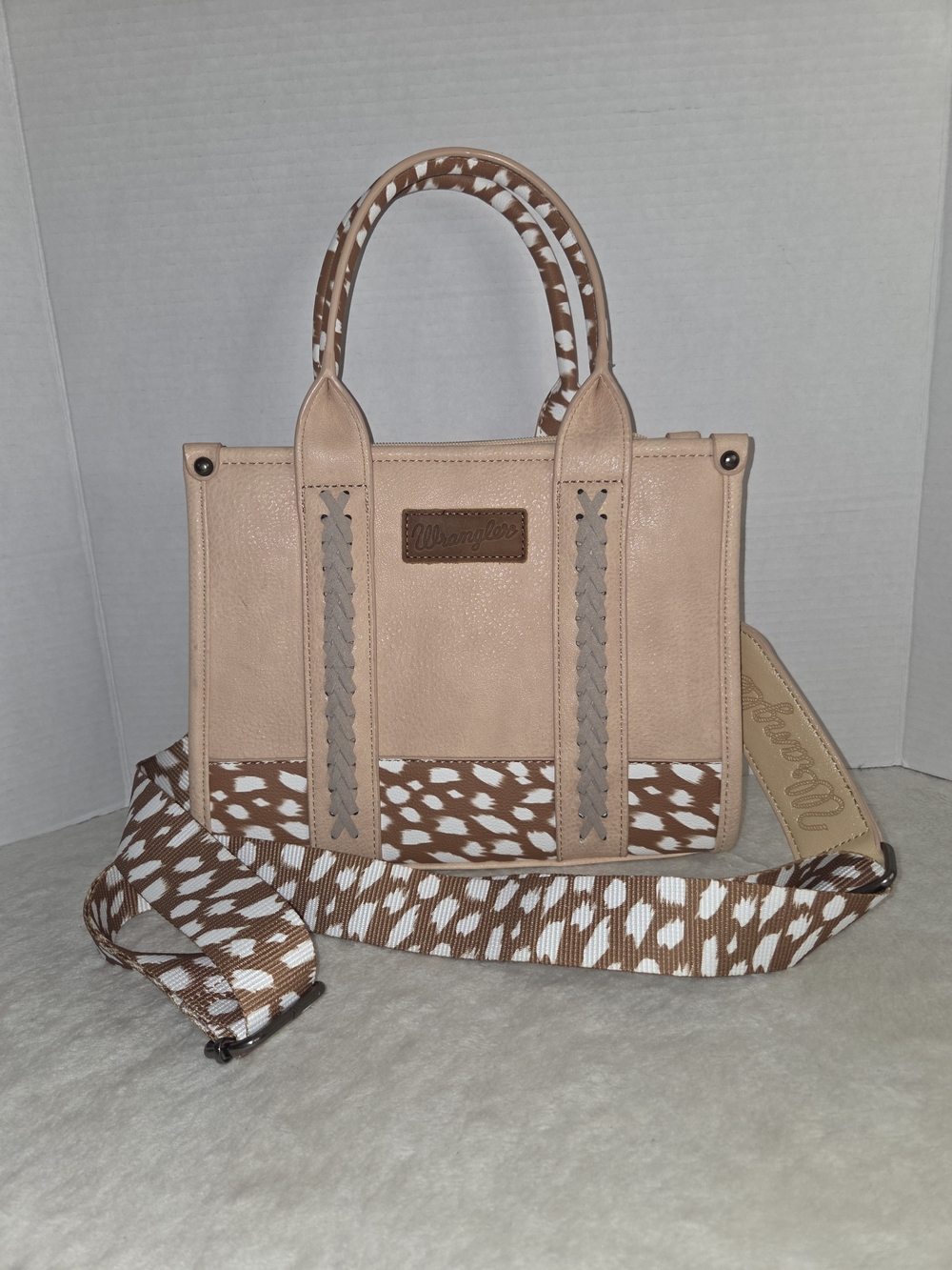 Wrangler Deer Print Concealed Carry Tote & Crossbody - Tan NWT